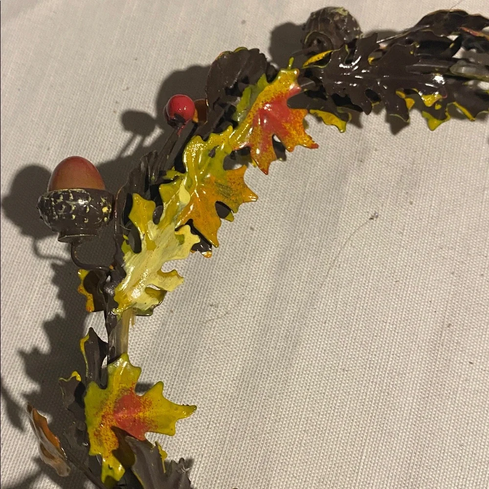 Autumn Leaf and Acorn metal candle holder